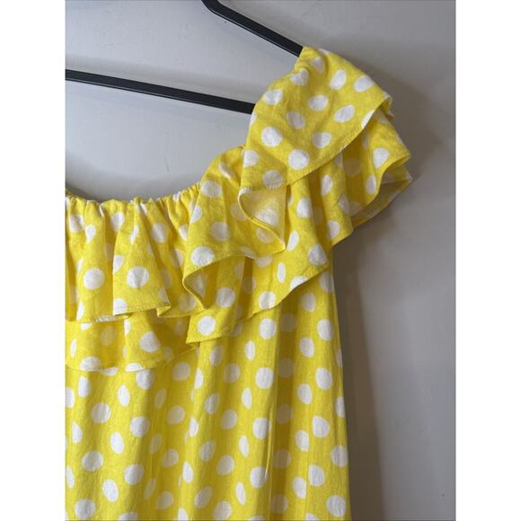 Lisa Marie Fernandez Yellow One Shoulder PolkaDot Ruffle Dress Size S - Picture 4 of 10